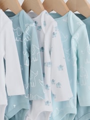 Blue Baby Elephant Long Sleeved Bodysuits 5 Pack - Image 9 of 15