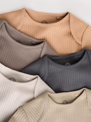 Brown Long Sleeve Baby Bodysuits 5 Pack - Image 10 of 14