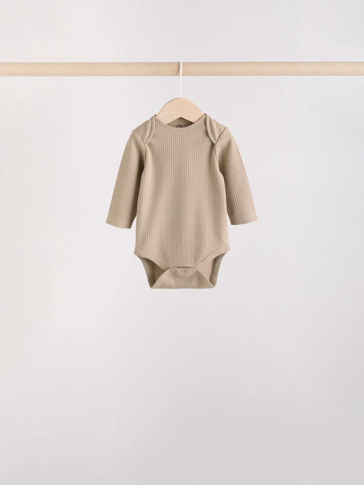 Brown Long Sleeve Baby Bodysuits 5 Pack - Image 2 of 14 Brown Long Sleeve Baby Bodysuits 5 Pack - Image 2 of 14