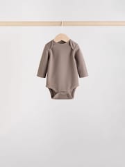 Brown Long Sleeve Baby Bodysuits 5 Pack - Image 5 of 14