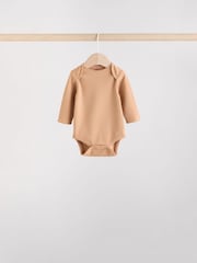 Brown Long Sleeve Baby Bodysuits 5 Pack - Image 6 of 14