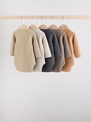 Brown Long Sleeve Baby Bodysuits 5 Pack - Image 7 of 14
