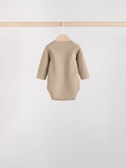 Brown Long Sleeve Baby Bodysuits 5 Pack - Image 8 of 14