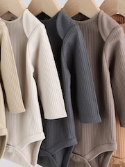 Brown Long Sleeve Baby Bodysuits 5 Pack - Image 9 of 14
