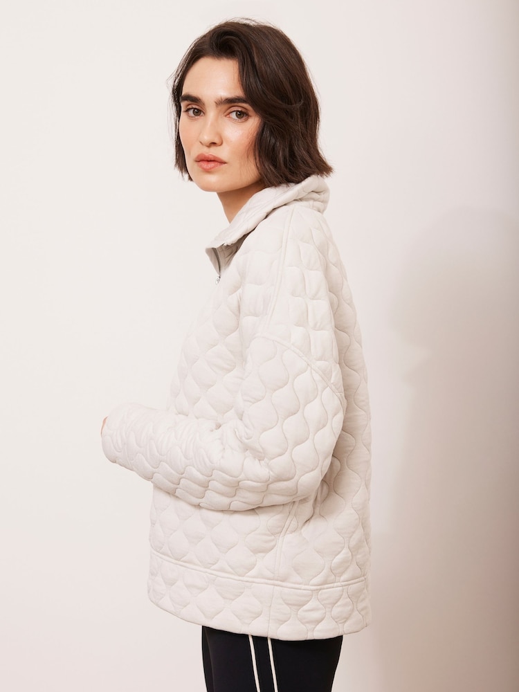 Mint Velvet White Quilted Zip Sweatshirt - Image 2 of 9
