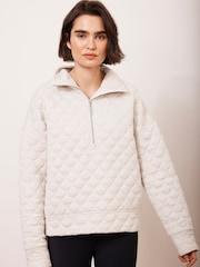 Mint Velvet White Quilted Zip Sweatshirt - Image 3 of 9
