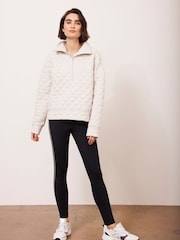 Mint Velvet White Quilted Zip Sweatshirt - Image 4 of 9