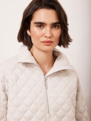 Mint Velvet White Quilted Zip Sweatshirt - Image 5 of 9