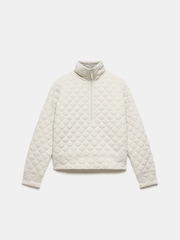 Mint Velvet White Quilted Zip Sweatshirt - Image 7 of 9