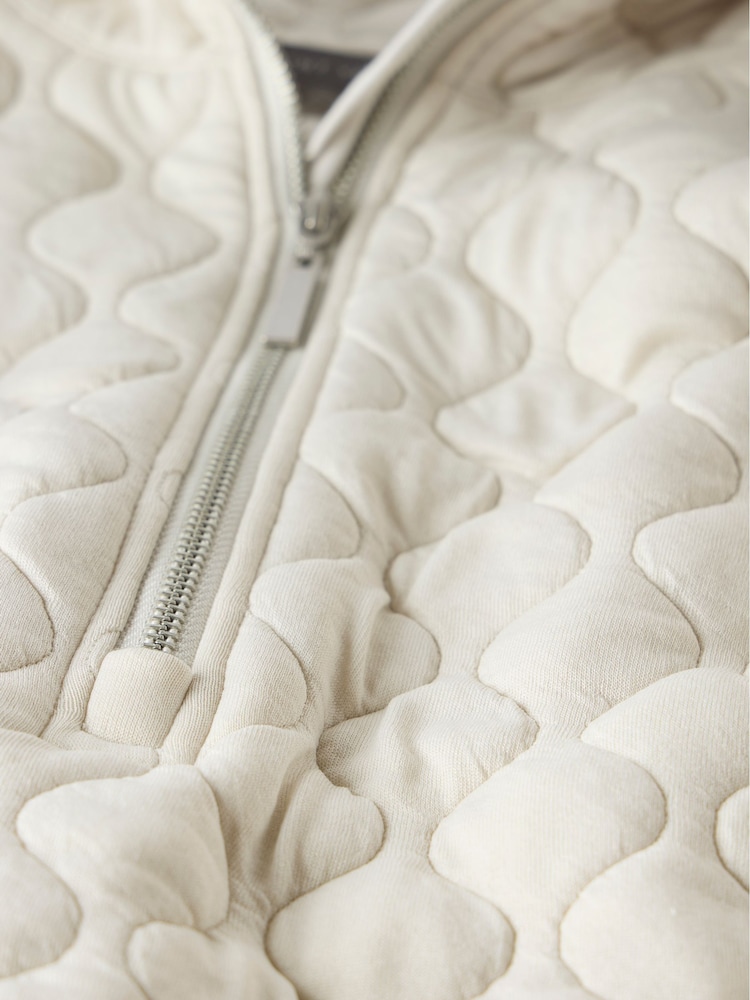 Mint Velvet White Quilted Zip Sweatshirt - Image 9 of 9