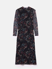 Mint Velvet Black Abstract Print Mesh Midi Dress - Image 8 of 8