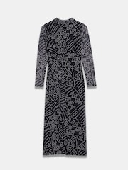 Mint Velvet Black Spot Print Mesh Midi Dress - Image 6 of 8