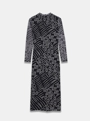 Mint Velvet Black Spot Print Mesh Midi Dress - Image 7 of 8
