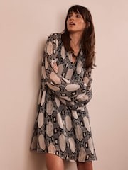 Mint Velvet Grey Abstract Print Mini Dress - Image 4 of 8