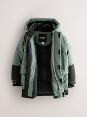 Baker by Ted Baker Shower Resistant Colourblock Parka Coat - Image 2 of 9