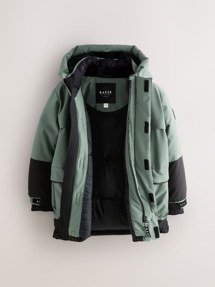 Baker by Ted Baker Shower Resistant Colourblock Parka Coat - Image 2 of 9