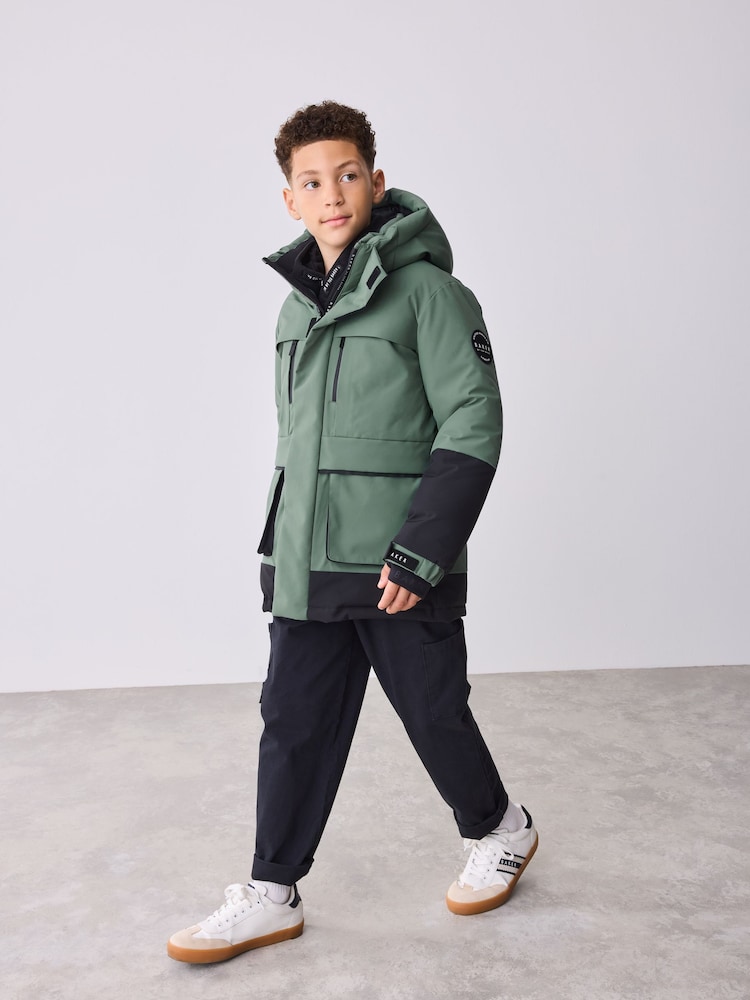 Baker by Ted Baker Shower Resistant Colourblock Parka Coat - Image 2 of 16 Baker by Ted Baker Shower Resistant Colourblock Parka Coat - Image 2 of 16