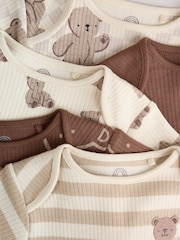 Chocolate Brown Baby Short Sleeve Bodysuits 5 Pack - Image 10 of 15
