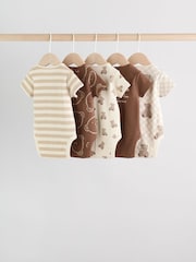 Chocolate Brown Baby Short Sleeve Bodysuits 5 Pack - Image 2 of 15