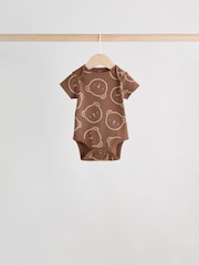 Chocolate Brown Baby Short Sleeve Bodysuits 5 Pack - Image 5 of 15