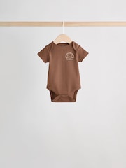 Chocolate Brown Baby Short Sleeve Bodysuits 5 Pack - Image 7 of 15