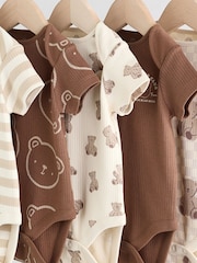Chocolate Brown Baby Short Sleeve Bodysuits 5 Pack - Image 9 of 15