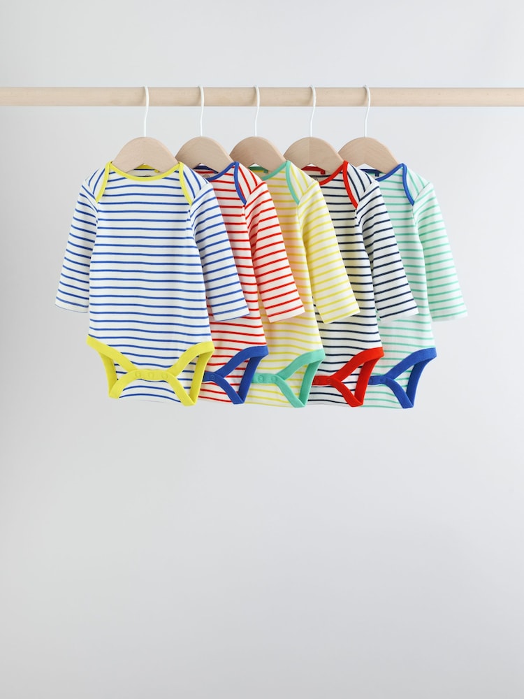 Bright Baby Long Sleeve Bodysuits 5 Pack - Image 1 of 14 Bright Baby Long Sleeve Bodysuits 5 Pack - Image 1 of 14