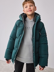 Baker by Ted Baker Shower Resistant Teal Padded Coat - Image 4 of 19