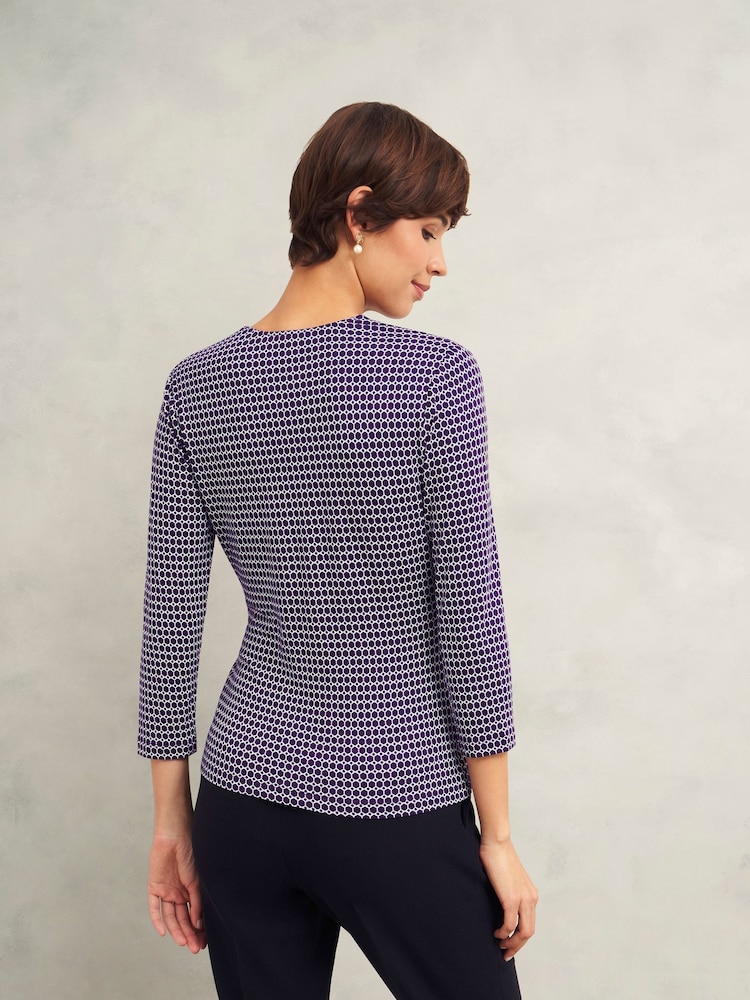 Hobbs Purple Simmy Printed Top - Image 2 of 4
