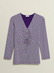 Hobbs Purple Simmy Printed Top - Image 4 of 4