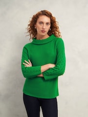 Hobbs Green Camilla 100% Cotton Jumper - Image 1 of 4