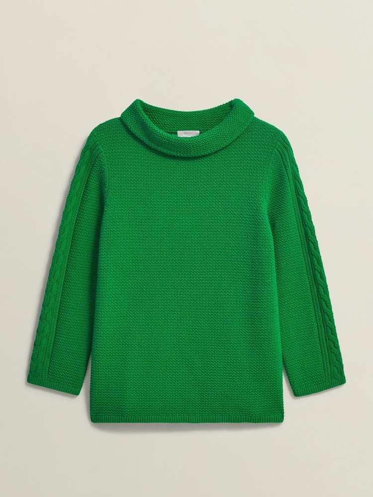 Hobbs Green Camilla 100% Cotton Jumper - Image 4 of 4