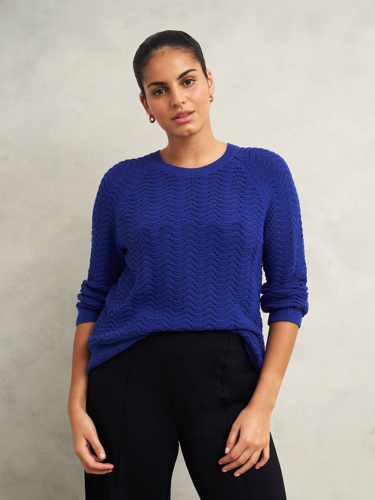 Hobbs Blue Lulu 100% Cotton Jumper - Image 1 of 4