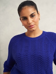 Hobbs Blue Lulu 100% Cotton Jumper - Image 3 of 4