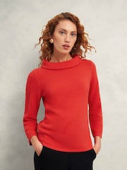 Hobbs Red Camilla 100% Cotton Jumper - Image 1 of 4