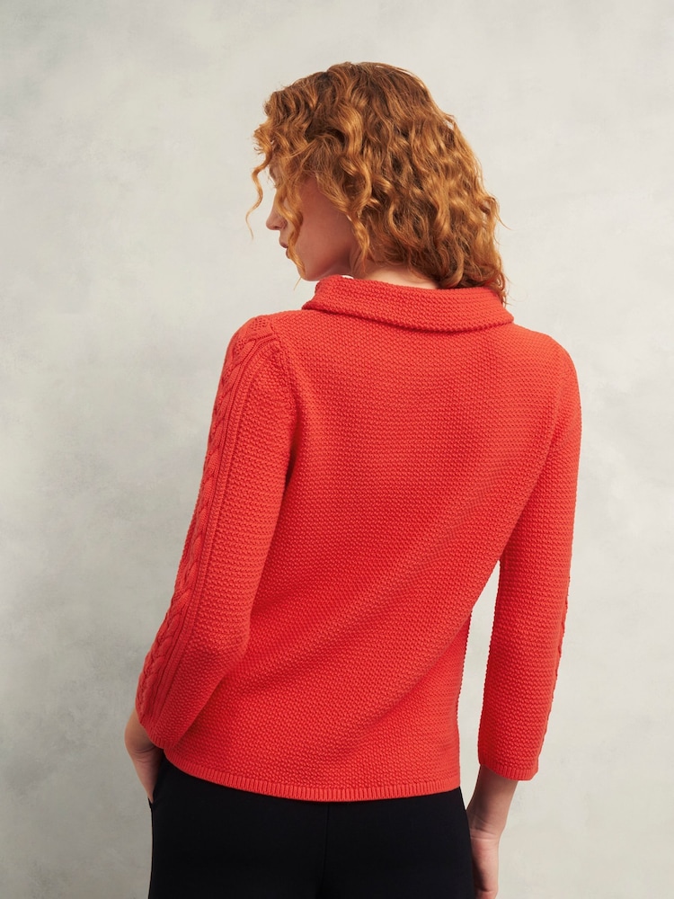 Hobbs Red Camilla 100% Cotton Jumper - Image 2 of 4