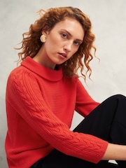 Hobbs Red Camilla 100% Cotton Jumper - Image 3 of 4
