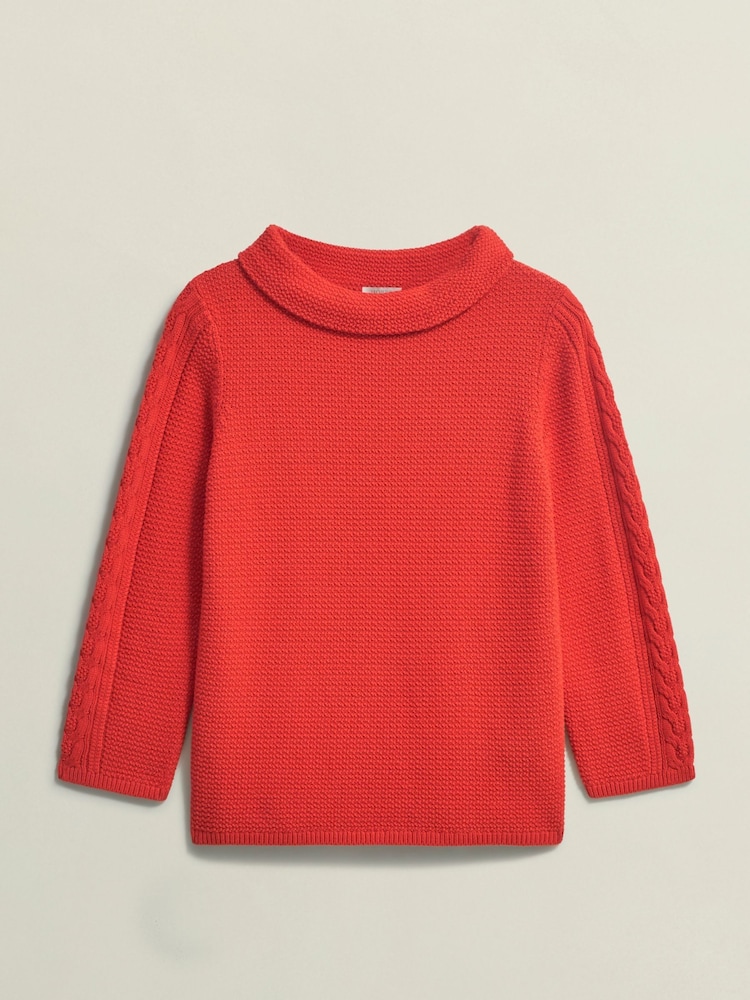 Hobbs Red Camilla 100% Cotton Jumper - Image 4 of 4