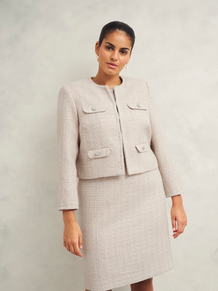 Hobbs Brown Oriana Tweed Jacket - Image 1 of 4