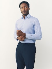 White/Blue Fine Stripe Muscle Fit Motionflex Textured Shirt - Image 1 of 8