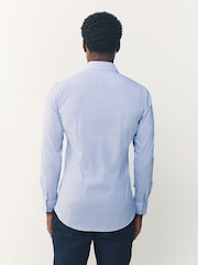 White/Blue Fine Stripe Muscle Fit Motionflex Textured Shirt - Image 2 of 8