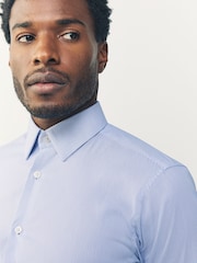 White/Blue Fine Stripe Muscle Fit Motionflex Textured Shirt - Image 4 of 8