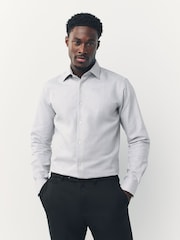 Grey Slim Fit Premium 100% Cotton Textured Shirt - Image 1 of 13