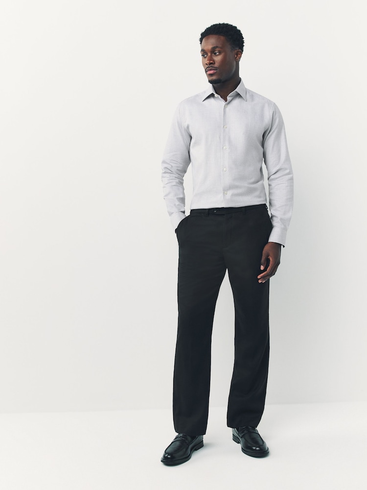 Grey Slim Fit Premium 100% Cotton Textured Shirt - Image 2 of 13