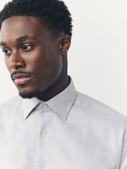 Grey Slim Fit Premium 100% Cotton Textured Shirt - Image 5 of 13