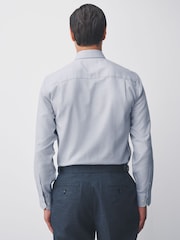 Grey Slim Fit Premium 100% Cotton Textured Shirt - Image 7 of 13