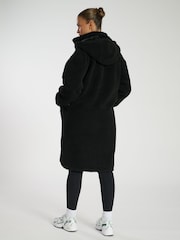 South Beach Black Midi Borg Jacket With Removeable Hood - Image 2 of 6