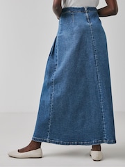 JD Williams Blue Pleated Denim Skirt - Image 2 of 4