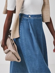 JD Williams Blue Pleated Denim Skirt - Image 3 of 4