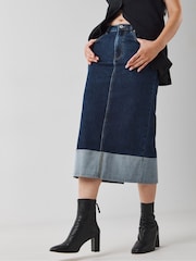 JD Williams Blue Stretch Denim Midi Skirt - Image 1 of 5